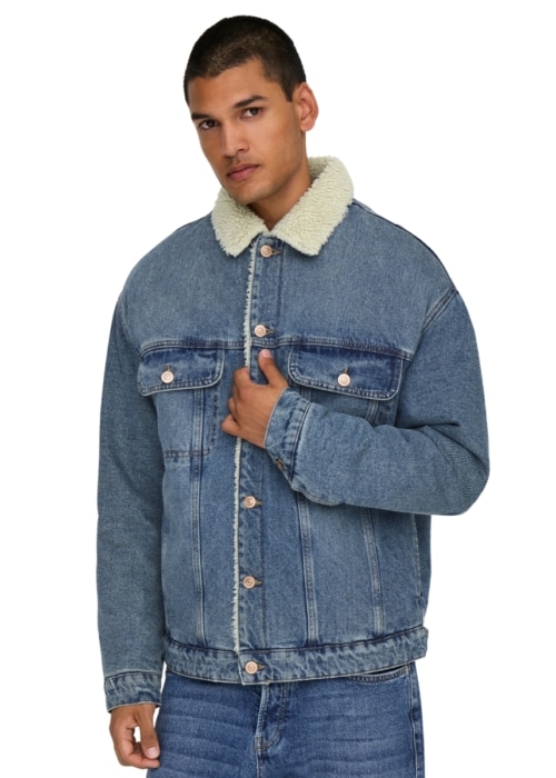 Only & Sons Wilson Sherpa Μπουφάν 22030970 - Blue Denim - XL