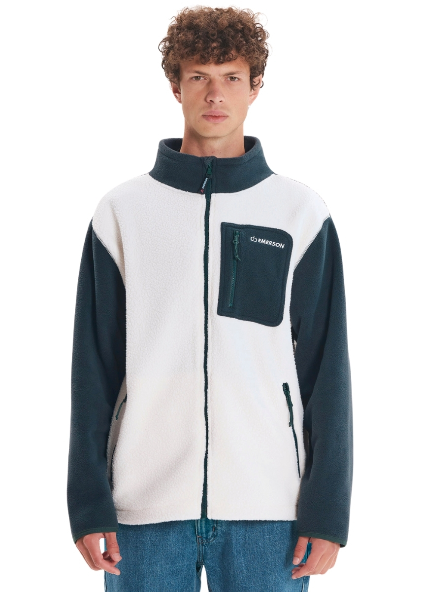 Emerson Full Zip Sherpa 252.EM290.27 – Off White / Deep Teal