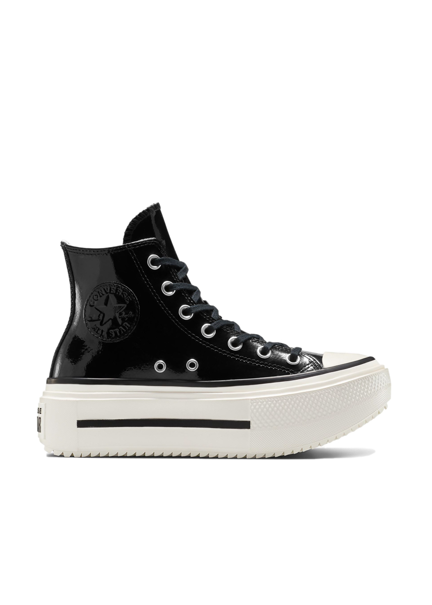 Converse Chuck Taylor All Star Lift Double Stack Platform Patent Leather Hi A12977 – Black