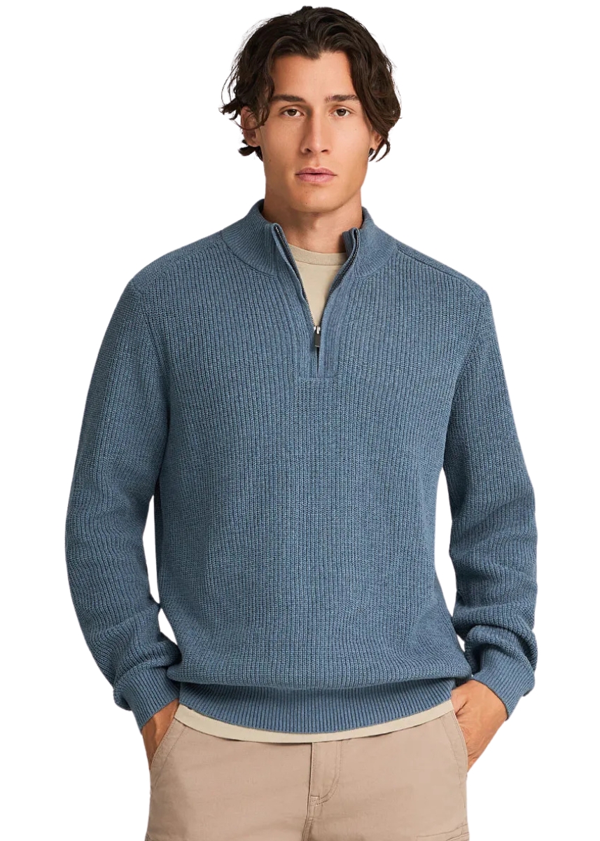 Funky Buddha Half-Zip Πλεκτό Πουλόβερ FBM012-052-09 – Dk Grey