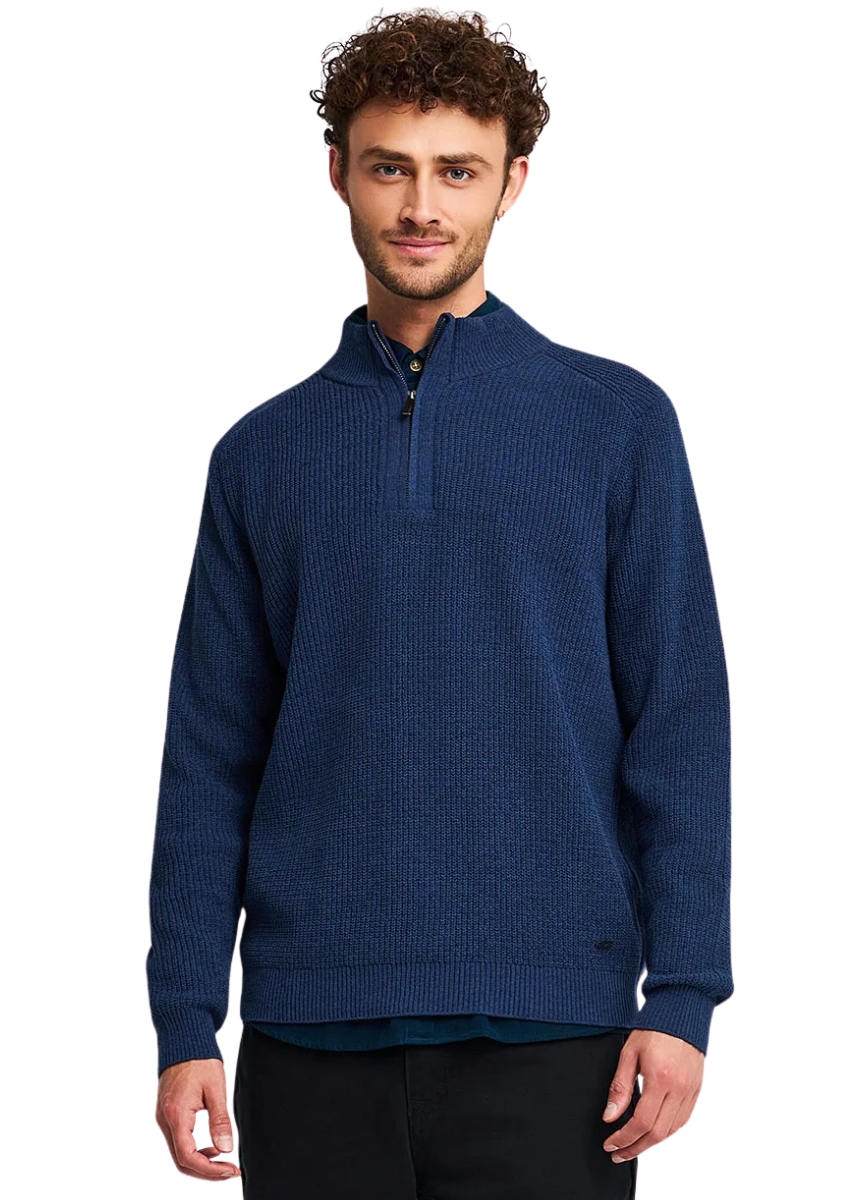Funky Buddha Half-Zip Πλεκτό Πουλόβερ FBM012-052-09 – Navy