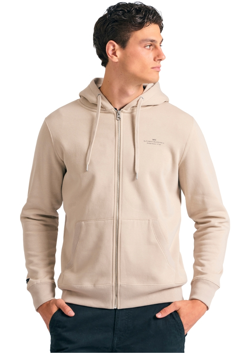 Funky Buddha Ζακέτα Φούτερ FBM012-001-06 – Greige