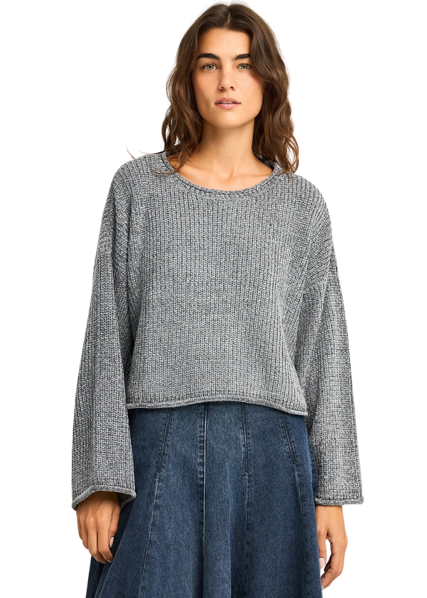 Funky Buddha Πλεκτή Μπλούζα FBL012-106-09 – Steel Grey