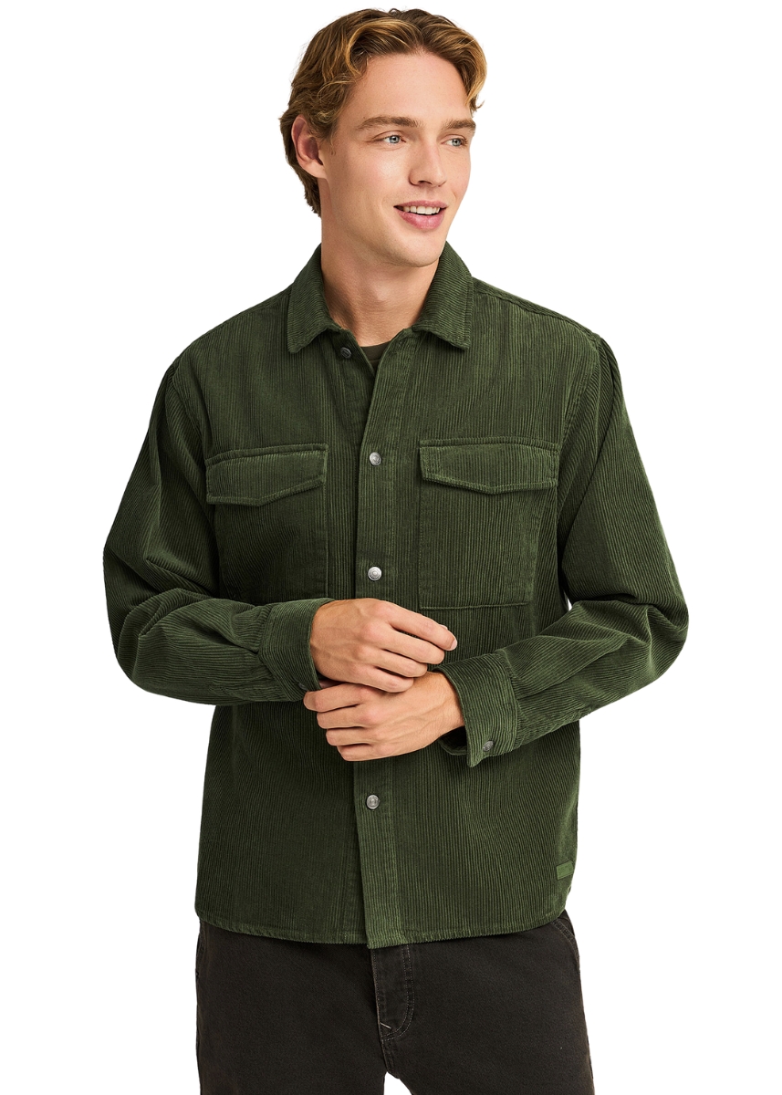 Funky Buddha Πουκάμισο Κοτλέ FBM012-056-05 – Dusty Olive