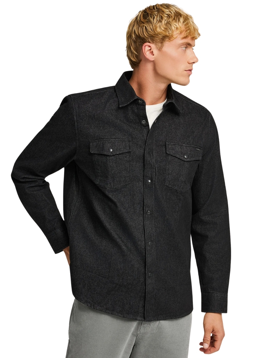 Funky Buddha Τζιν Πουκάμισο FBM012-076-05 – Black