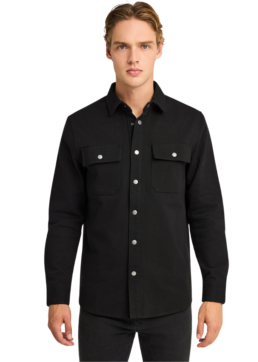 Funky Buddha Τζιν Πουκάμισο FBM012-080-05 – Black