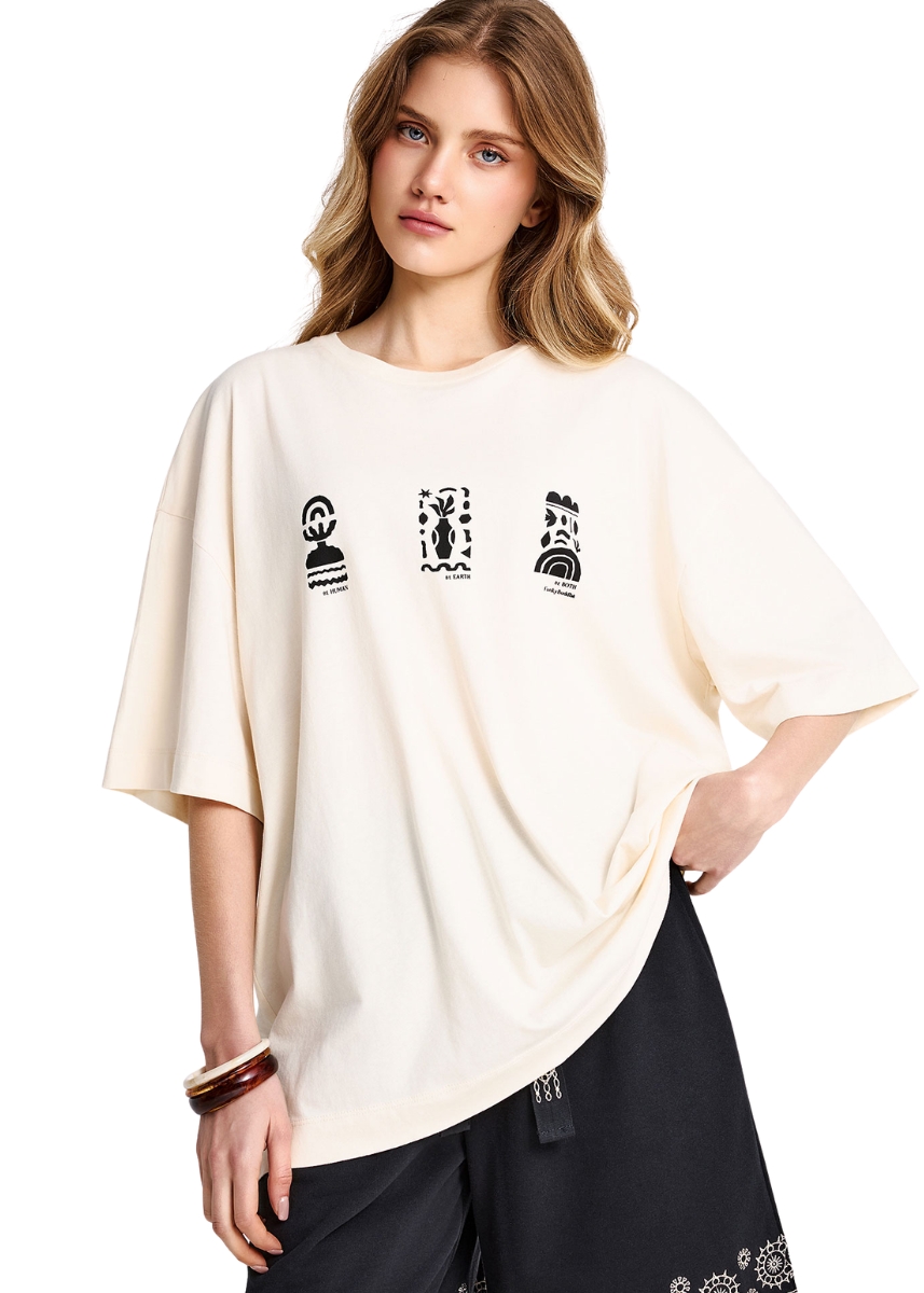 Funky Buddha T-Shirt FBL013-126-04 – Chalk