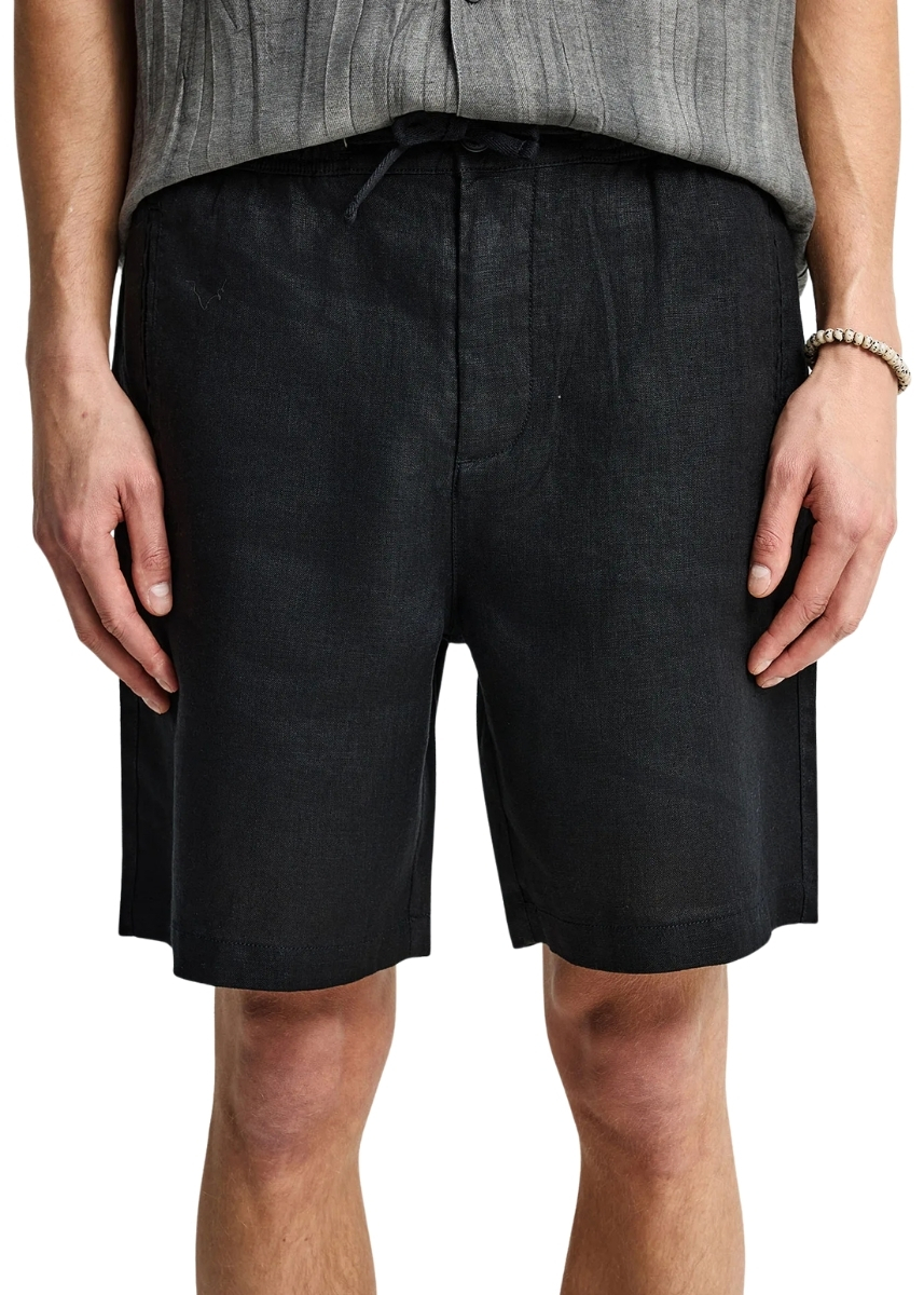 Funky Buddha Λινή Βερμούδα Chino FBM013-009-03 – Black