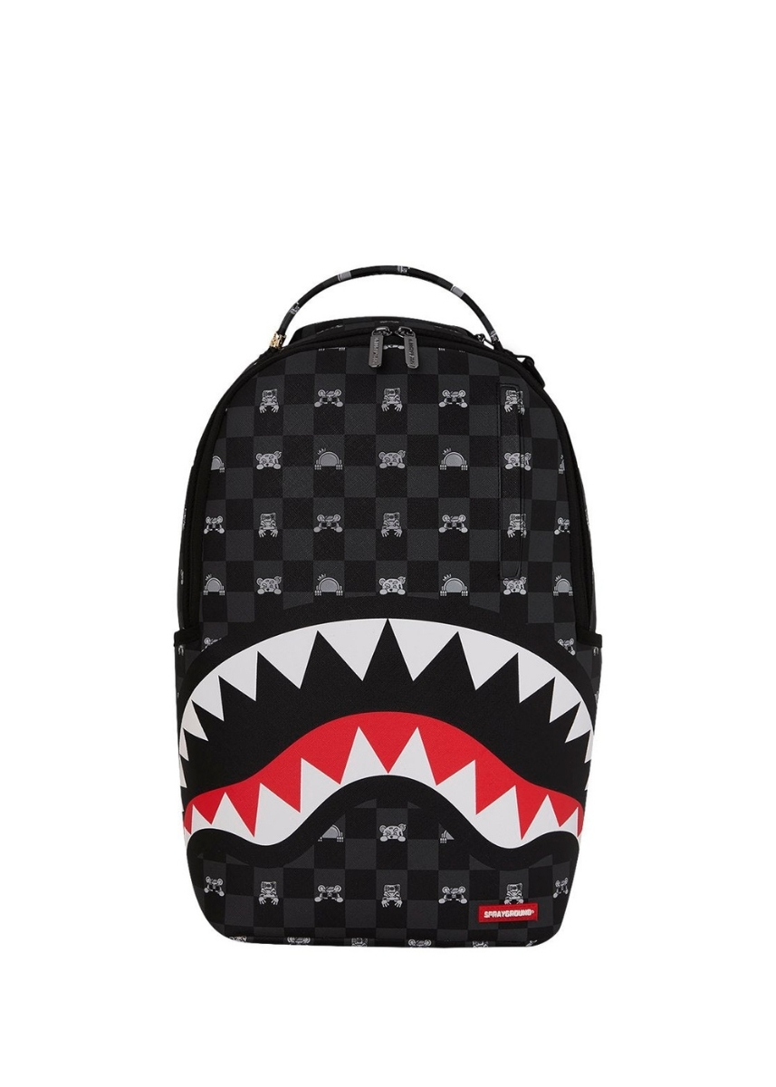 Sprayground® Gray Peeking Character Check Dlxsv Backpack B8872 - Black